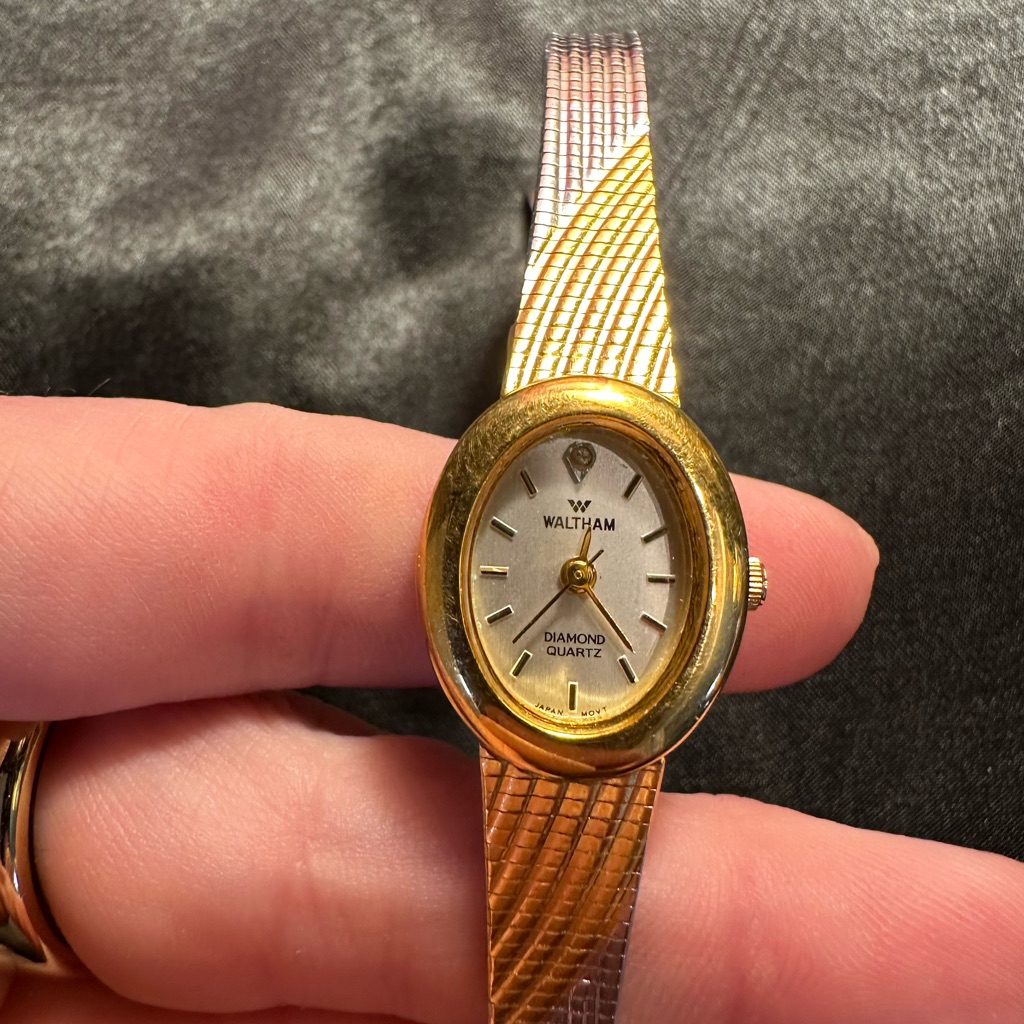 Waltham Diamond Quartz TwoTone Bracelet Watch  Vintage Ladies Dress Watch